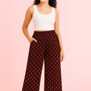 Printed Palazzo – Deep Maroon A