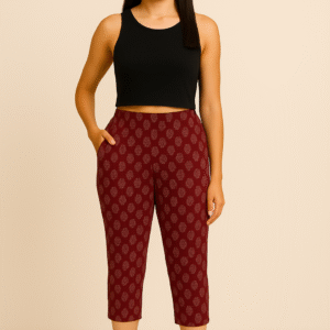 Printed Capri – Maroon