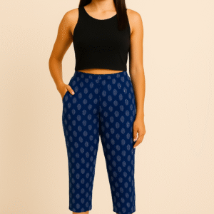 Printed Capri – Navy Blue