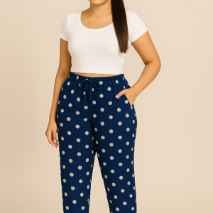 Printed Track Pants – Navy Blue