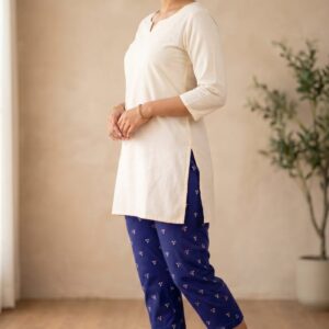 Printed Capri – Navy Blue